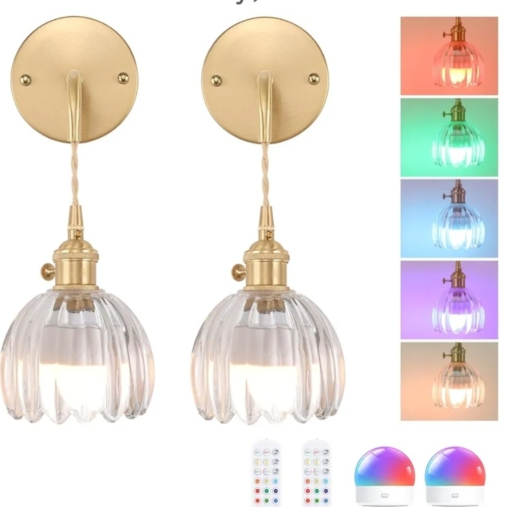 Brass Wall Sconce Light Set Home Decor Lamps Retro Style